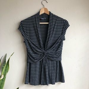 Anthropologie LIL Striped Gathered Front Shirt